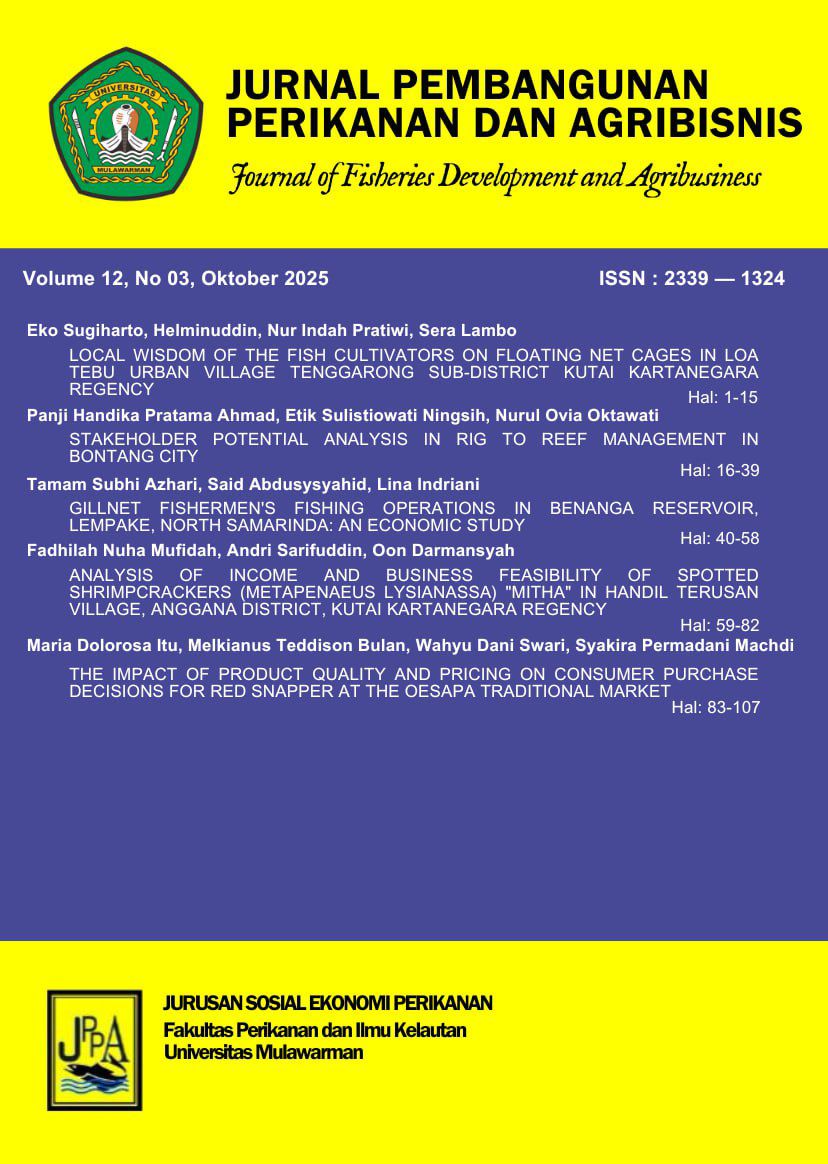 					View Vol. 12 No. 3 (2025): Jurnal Pembangunan Perikanan dan Agribisnis
				